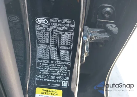 2020 Land Rover Discovery Sport Standard из США, поврежденный, VIN SALCK2FX8LH856829